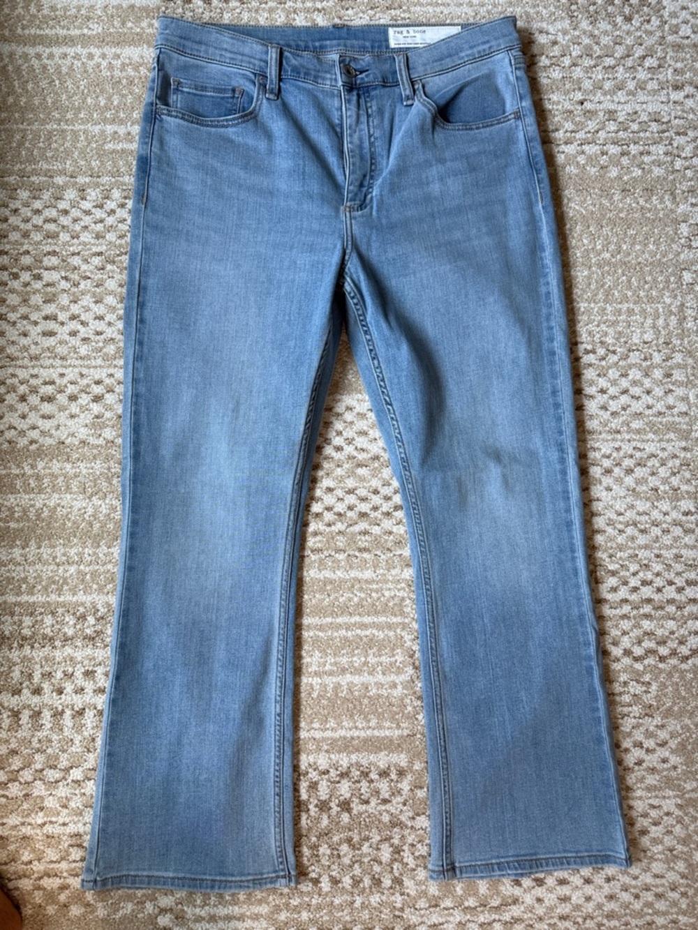 rag & bone Light Blue Mid-Rise Crop Bootcut Jeans